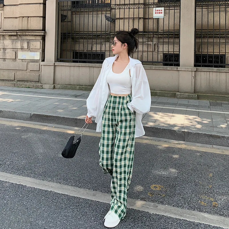 Streetwear plaid pants discount