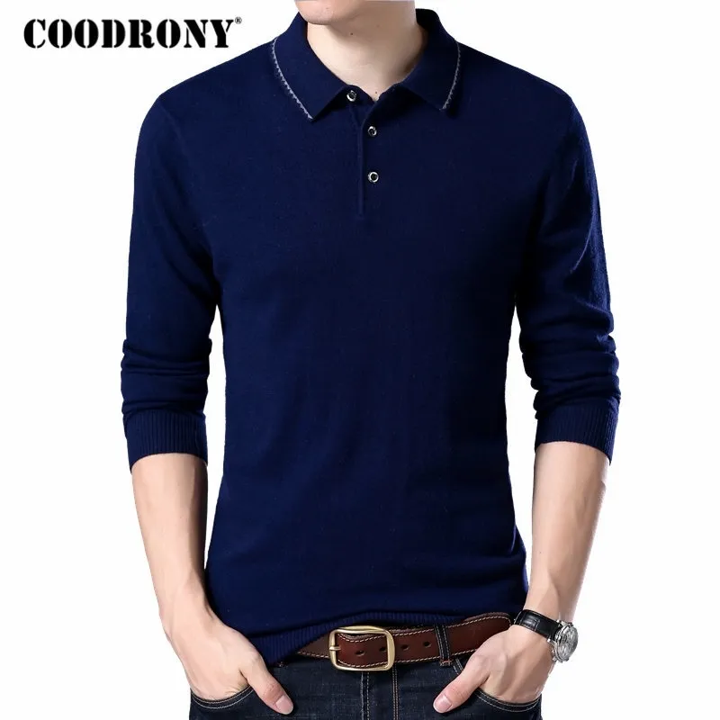 Caodrony marca camisola homens virada coleira puxar homme outono inverno 100% merino blusas de lã quente cashmere pulôver homens 93005 201022