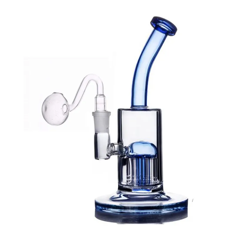 Grote glazen bongen rokende pijpen met 8 armboom percs boro recycler dab rigs met mannelijke oliebrander pijp en banger nagel