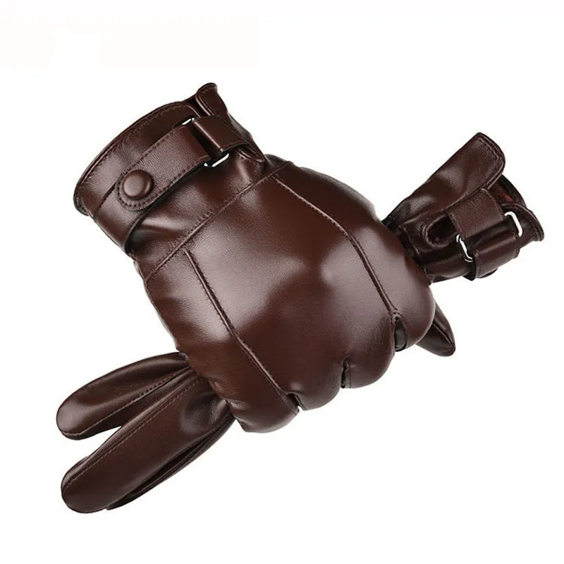Winter Warm Waterproof Faux Leather leather gloves for Men - Thin and  Stylish Driving leather gloves with Touch Screen Compatibility Brown  Guantes 201019