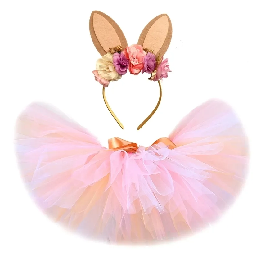 Easter Bunny Tutu Spódnica Dla Dziewczynek Kostium Dzieci Królik Fluffy Tutus Toddler Dziewczyna Tulle Spódnice Strój Urodziny Przyjęcie 0-14 220216