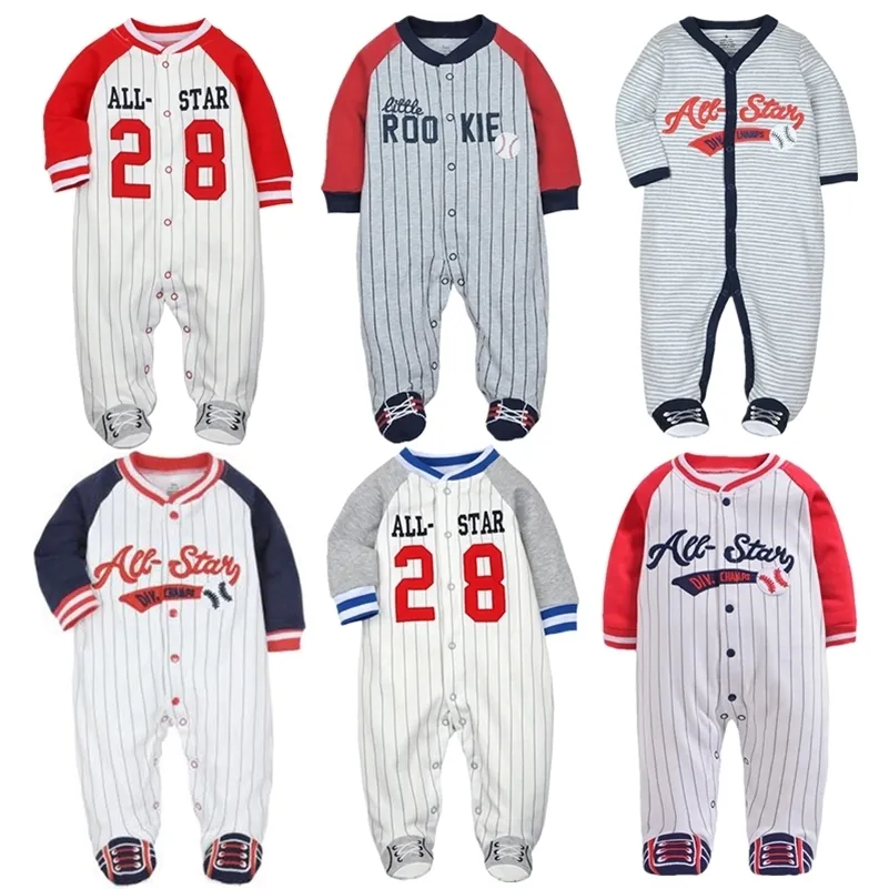 Newborn Baby Footies One Pieces Jumpsuit Infant Boy Girl Warm Romper Kids Footed Pajamas Baby Clothing Cartoon Roupa Cotton Costume 201216