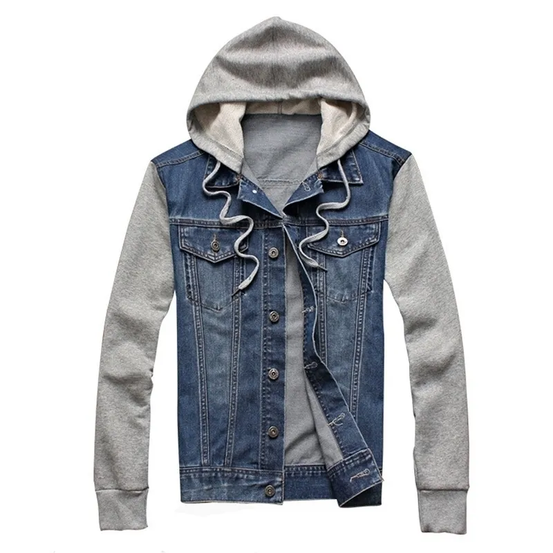 Hombres de mezclilla con capucha Ropa deportiva al aire libre Moda casual Jeans Chaquetas Sudaderas con capucha Chaqueta y abrigo para hombre de vaquero Tallas grandes 201124