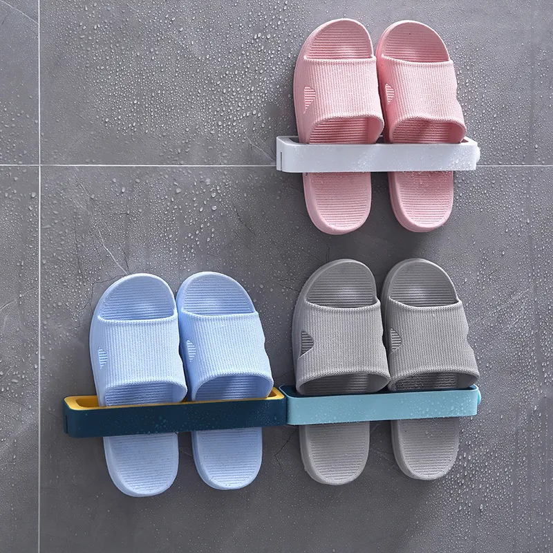 Bathroom Wall Mounted Slippers Hanger Shoes Organizer Family Storage Shoe Rack Can Space Saving Hanging