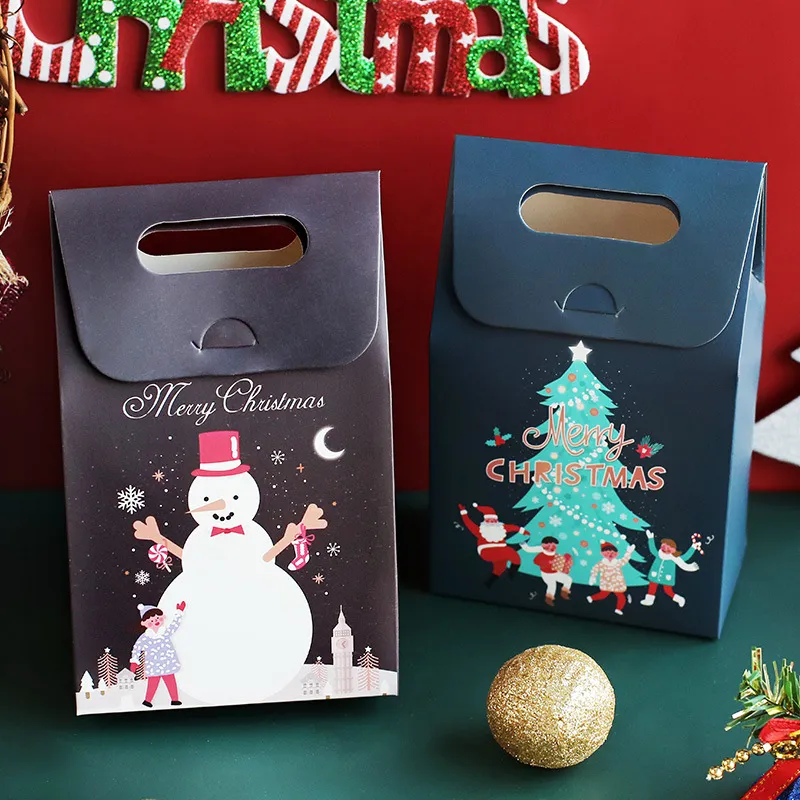 Christmas Gift Boxes Xmas Packing Santa Claus Paper Case Design Printed Candy Box Party Activity Decorations