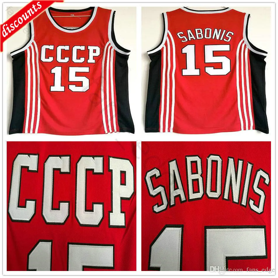 ncaa vintage cccp team rusland 15 arvydas sabonis basketbal jersey thuis rood heren gestikt arvydas sabonis jerseys shirts maat s-6xl