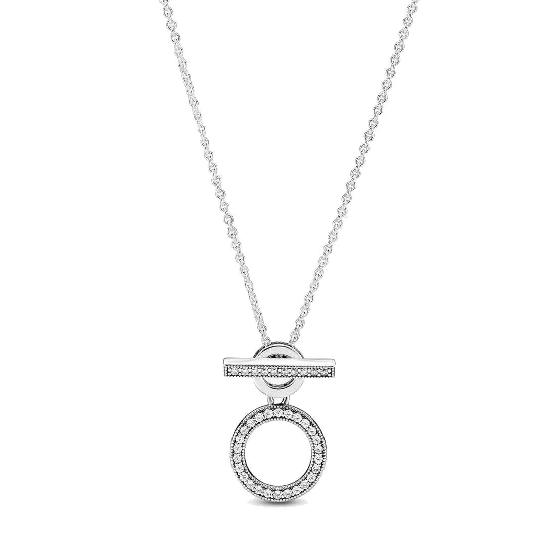 Fina smycken autentiska 925 sterling silver halsband passar pandora hängsmycke charm dubbel hoop t-bar kärlek förlovning DIY bröllop halsband