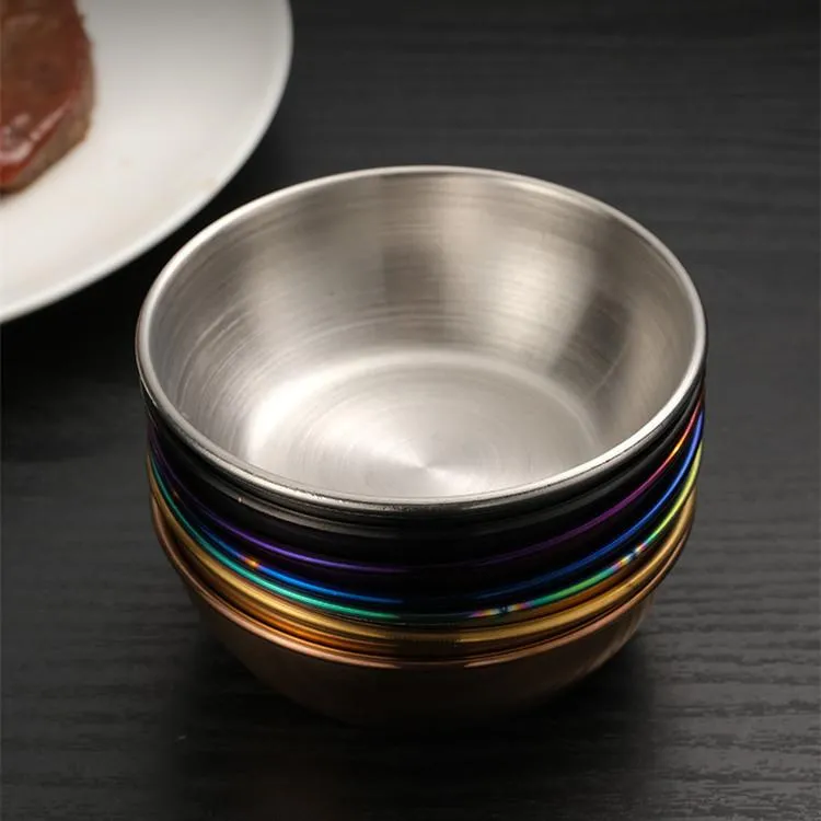 Mini Stainless Steel Sauce Dishes Round Seasoning Dishes Sushi Dipping Bowl Appetizer Plates