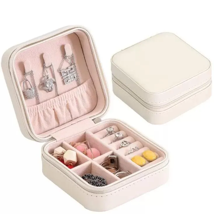 Storage Box Travel Jewelry Boxes Organizer PU Leather Display Storage Case Necklace Earrings Rings Jewelry Holder Gift Case Boxes FY4706 C0216