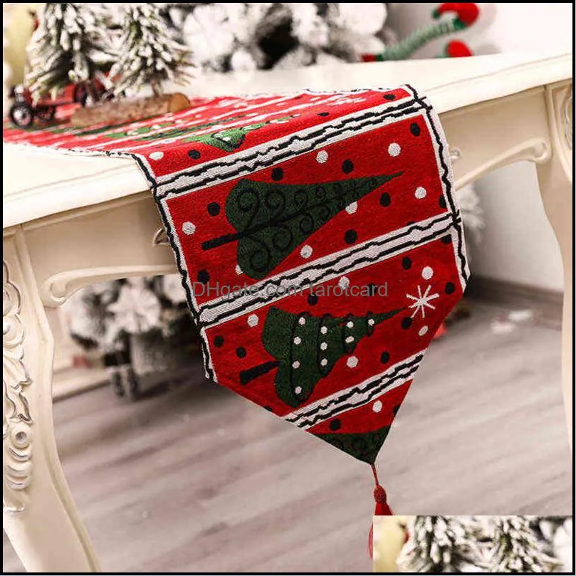 Christmas Decoration Linen Printed Table Flag Tablecloth Placemat Christmas Decorations For Home Table Runner Flags 220107