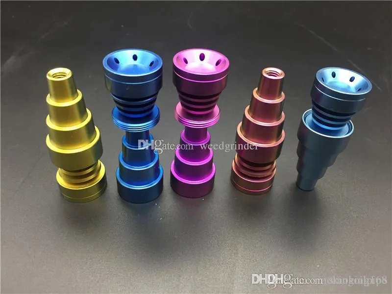 Universal colorido 10mm 14mm 18mm masculino feminino 6in1 Domeless Titanium Nail Titanium GR2 Nails for Glass oil rig bong water pipe tubos de vidro