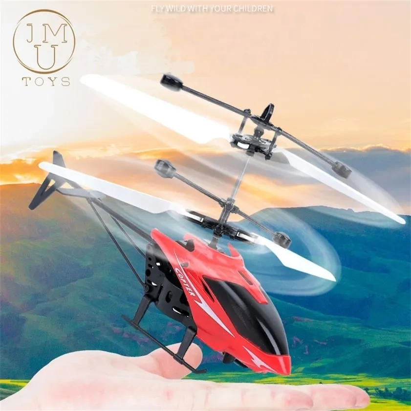 JMU Mini LED Light Toys RC Helicopter Aircraft Suspension Induction for Children Gift 220216