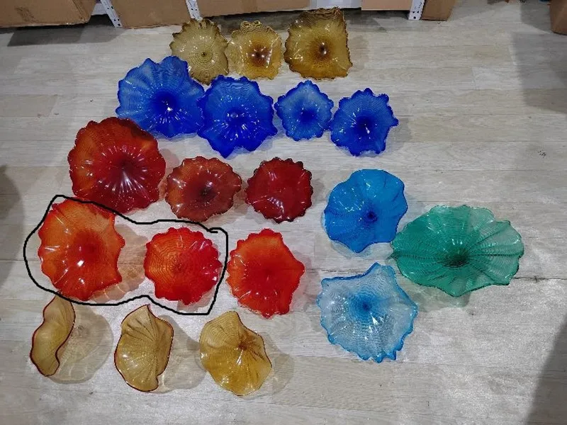 Flower Shaped Plates Hand Blown Glass Wall Plates Lamps Custom Made Murano Art