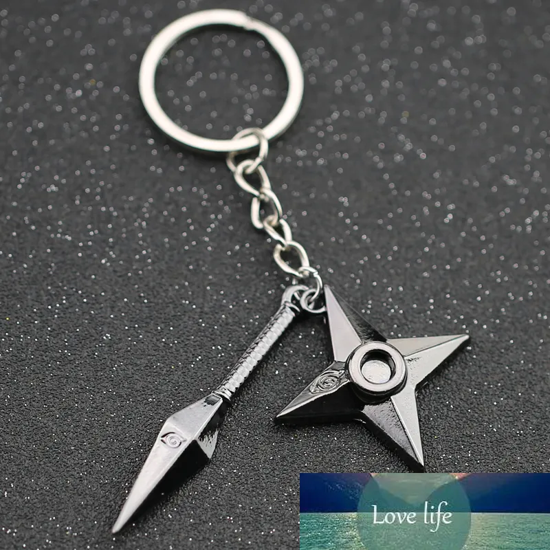 나루토 키 체인 Kunai Shuriken 다트 코노 하 우즈 마키 나루토 블랙 키 링 키 체인 링 닌자 애니메이션 보석류 도매