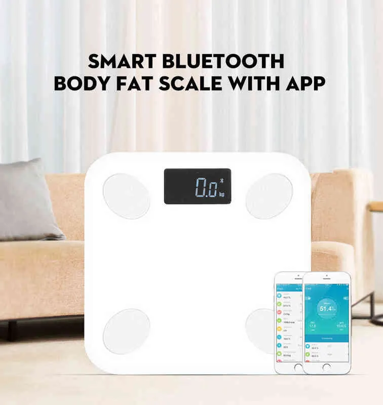 Kroppsfett Skala Vetenskaplig Smart Elektronisk LED Digital Vikt Badrum Balans Bluetooth App Android eller iOS H1229