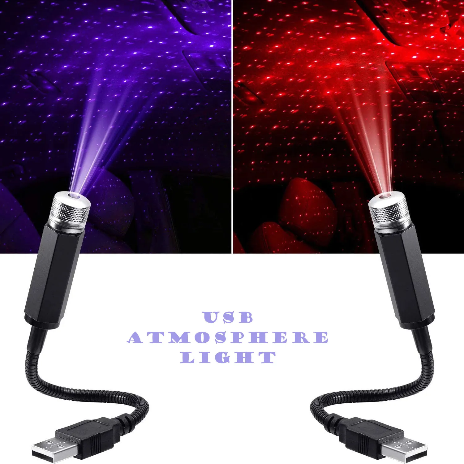 Romantische LED Autodak Ster Nachtlampje Projector Sfeer Galaxy Lamp USB Decoratieve Lamp Verstelbaar Auto Interieur Decor Licht