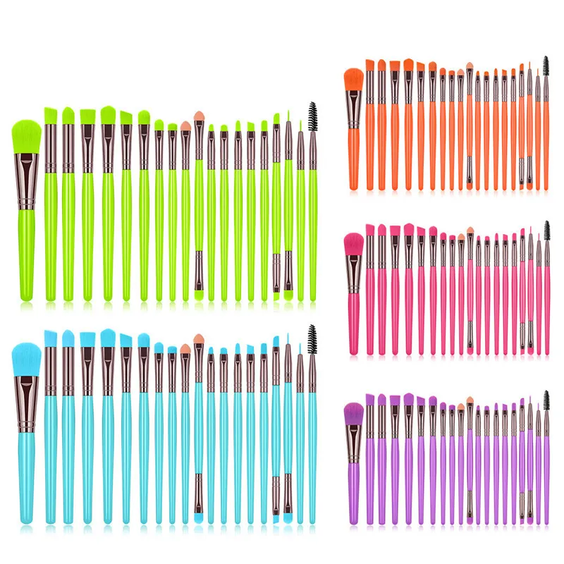 20pcs fluorescente Makeup Brushes Set Pó Foundation Sombra Delineador Lip escova ferramenta compo escovas ferramentas de beleza maquiagem