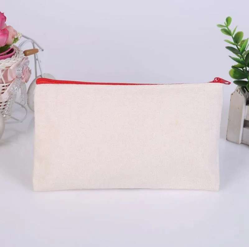 Sublimation Blank Cosmetic Bags Canvas Zipper Pencil Cases Customized Women Makeup Bag Fashion Handbag Pouchs Bags TD657