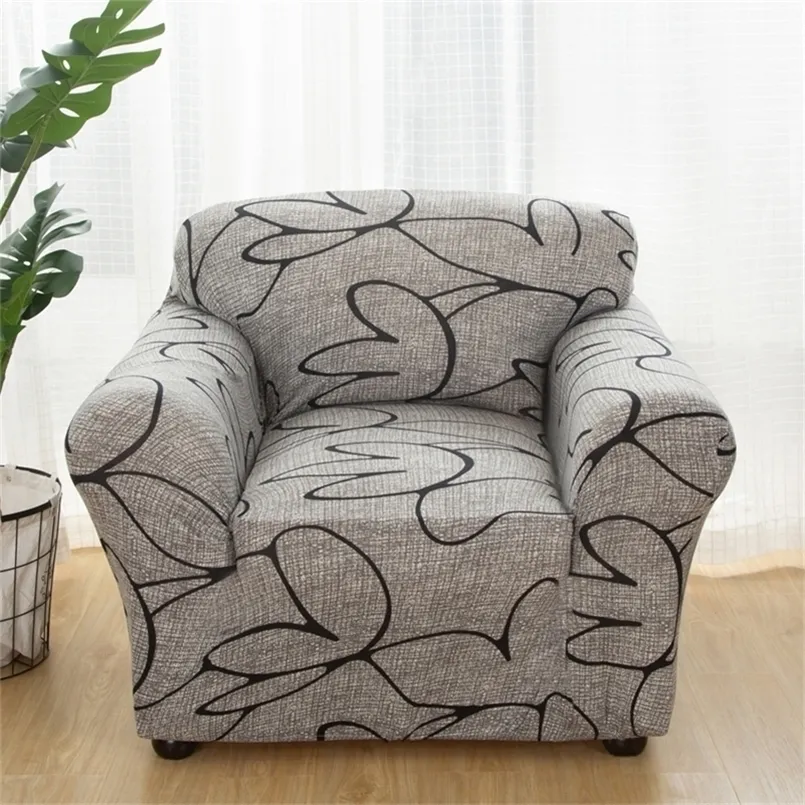 single sofa chair slipcovers armchair decoration elastic spandex for living room cover stretch floral printed 220302