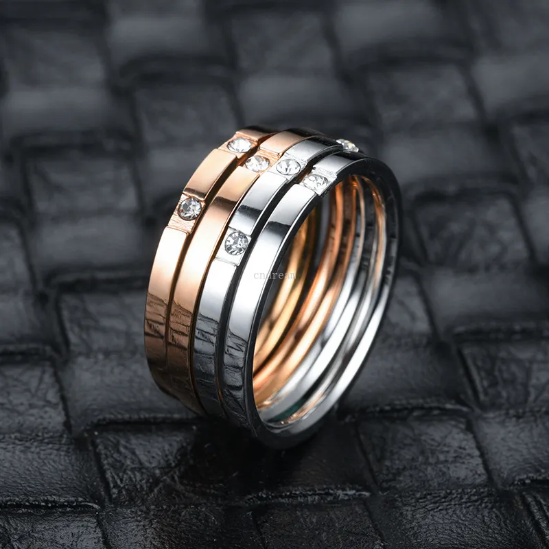 Paar diamant ringband vinger roestvrijstalen ros￩ goud kubieke zirkoon vrouwen verloving trouwringen mode sieraden cadeau wil en sandy