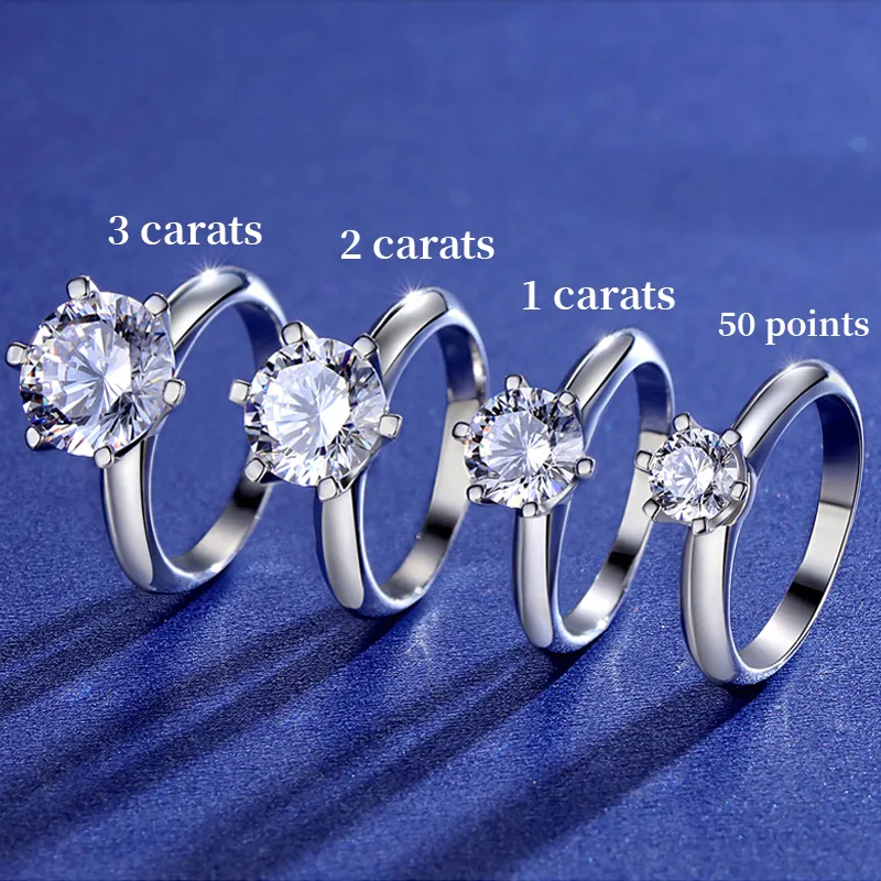 Obrączki ślubne, 3 karat 18k Biały Złoty Kamień Diamentowy 100% 925 Sterling Silver Dla Kobiet Obrączka Ślubna Wysoka Jakość