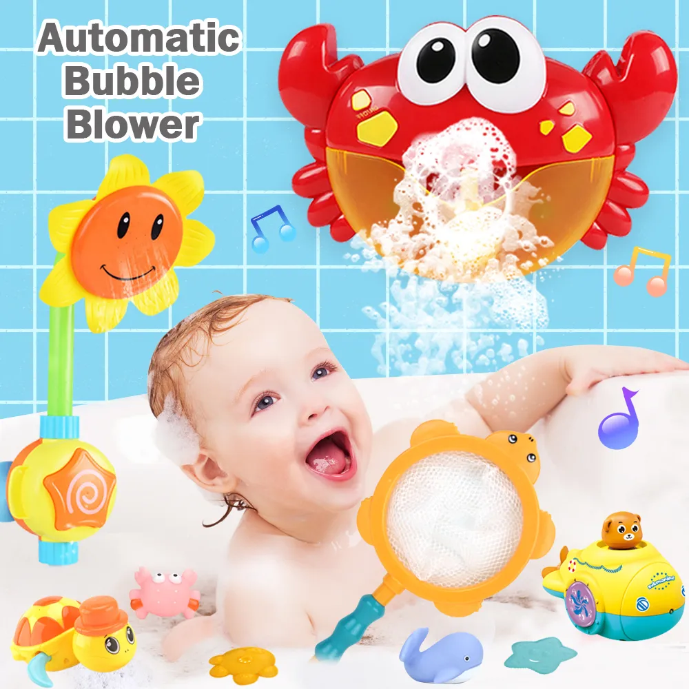 Outdoor Bubble FrogCrabs Baby Bath Toy Bubble Maker Nuoto Vasca da bagno Sapone Macchina Giocattoli per bambini con musica Acqua giocattolo LJ200908