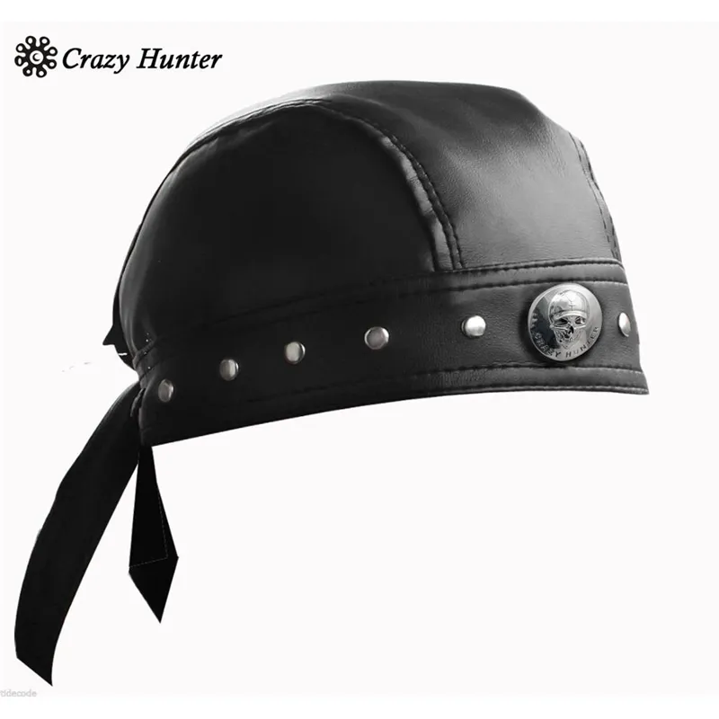 Leather Bandana Biker Doo Do Rag Headwrap Motorcycle Men's Skull Cap Capsmith Du Rag Y200714