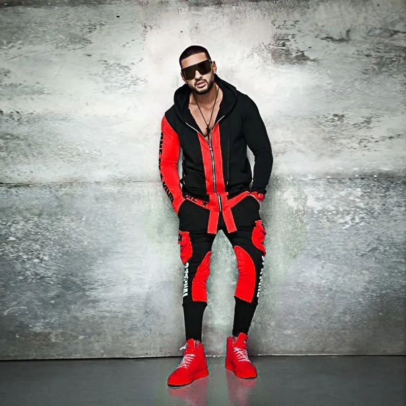 ZOGAA marca para hombre 2 piezas conjunto de chándal Causal Sweat Suit Streetwear sudaderas con capucha pantalones de chándal traje de impresión de letras Joggers conjuntos para hombres 201110