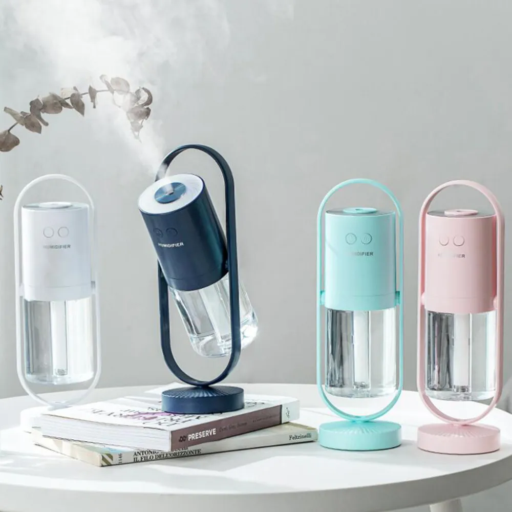 LED-projektor Luftfuktare Renare 360 Betyg USB Mini Portable Aroma Oil Essentail Diffuser Mist Maker För Hemma Bil