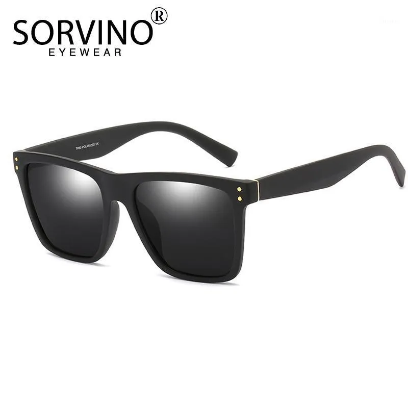 SORVINO Vintage grandes lunettes de soleil carrées polarisées hommes 2020 marque concepteur noir lunettes de soleil hommes haute qualité plat dessus nuances P3871