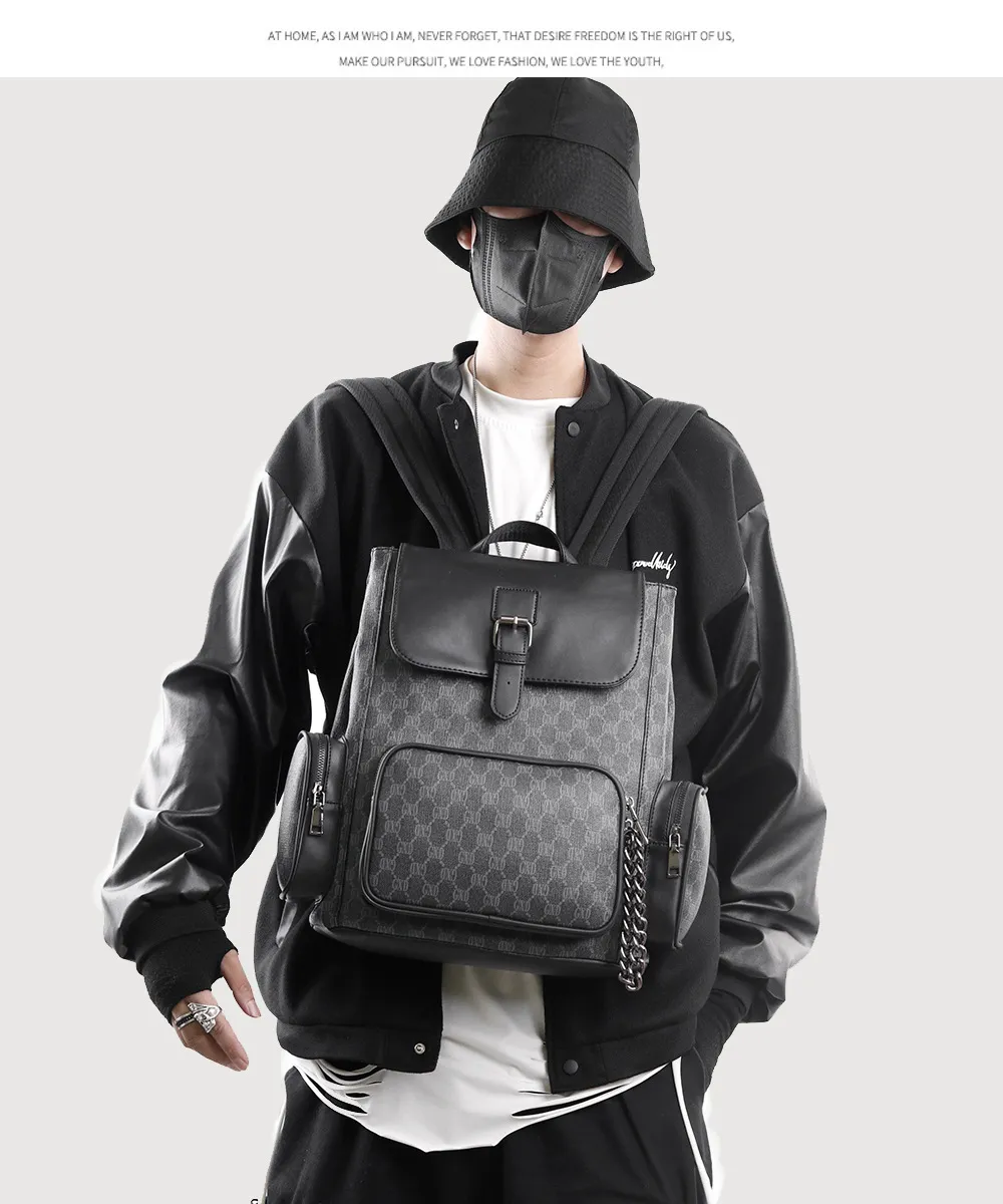 Fenhongbag Mens Designer Backpack With Double Shoulder