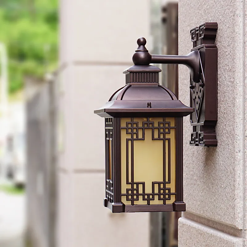 Chiński styl plenerowy lampy ścienne wodoodporne dziedziniec lampy hotelowe drzwi antyczny na zewnątrz oświetlenie przejścia balkon ściany światła