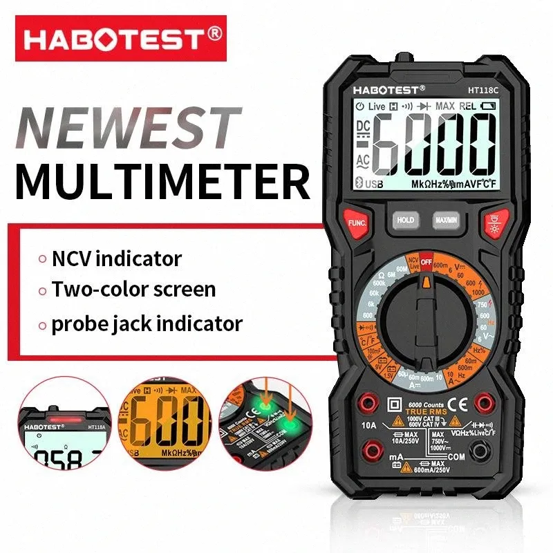 HT118C True RMS Digital Meter Measurement , 750V Digital Ohm Meter