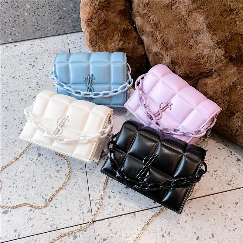 PB0001 Fashion Messenger Bag Single Shoulder Bags Mini Square Bags Chain Cross Body Handbag 14x18x6cm