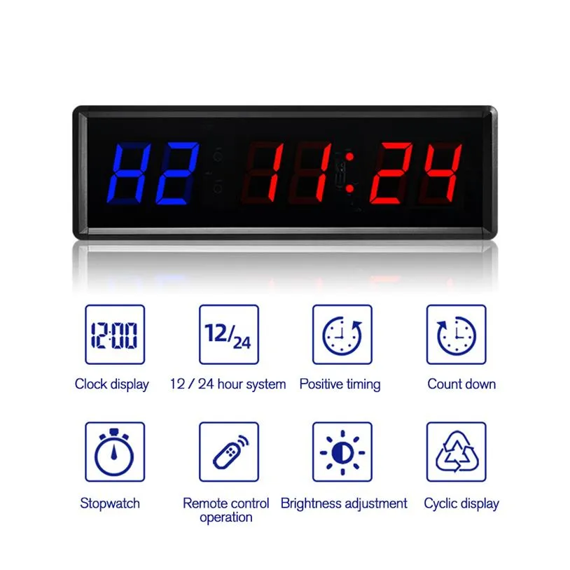 1.5 "Gym Timer LED-interval Trainingstijd en rusttijd Alternate Countdown telt als stopwatch Nieuwe A14