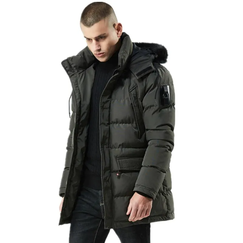 Nouveaux hommes veste d'hiver longue Parka manteaux Casaco Jaqueta Masculino épaissir chaud coton survêtement col de fourrure manteau Parkas Chaqueta