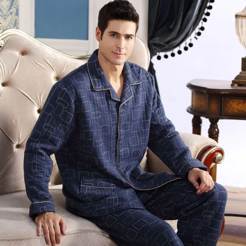 New mens pajama set cotton pajamas sleep pants two sets of high-quality fashion print pajamas men large size home service 201111