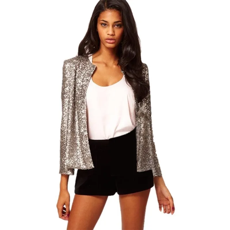 Vintage Sequin Silver Ladies Summer Jackets Loose Fit Long Sleeve O Neck Shiny Color Perfect For Casual Wear Parties And Everyday Wear T200212 From Xue04 21.3 DHgate.Com