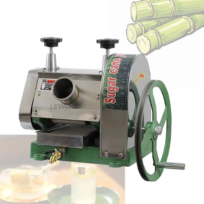 2021 Kommersiell Manuell Sugarcane Juicer Rostfritt Stål Hand Crank SugarCane Machine Squeezer Sugar Cane Extractor Equipment