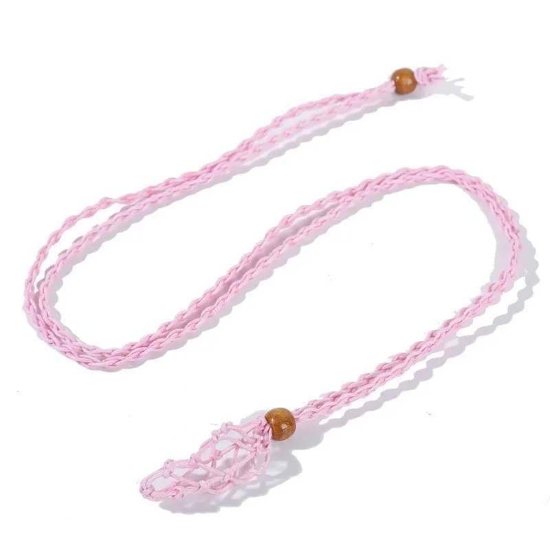 Favor Hand-woven Necklace Wax Line Cord Woven Pendants DIY Jewelry Crafts with Wooden Beads Women Neck Decoration 