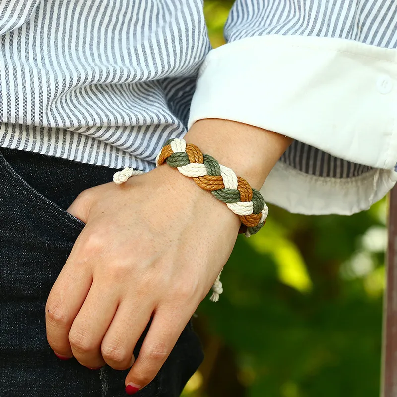 Bracelets réglables de couleur contraste Corde à corde à tissage bracelet bracelet bracelet pour femmes hommes de mode de mode et cadeau sablonneux