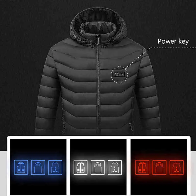 11 개 지역 가열 재킷 USB 남성 여성 겨울 야외 전기 난방 자켓 따뜻한 스포츠 열 코트 의류 열기 206Z