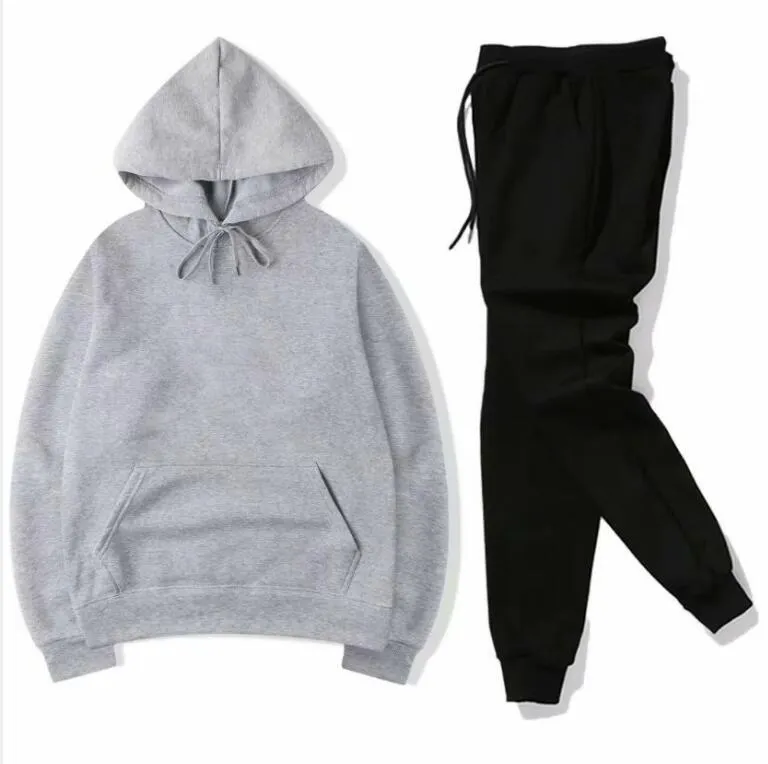 Hot Koop Gratis Verzending Mannen Actieve Set Trainingspakken Hoodies Sweatshirt + Pant Sport Track Suits 2 Pieces Jogging Sets Survetement Femme Kleding