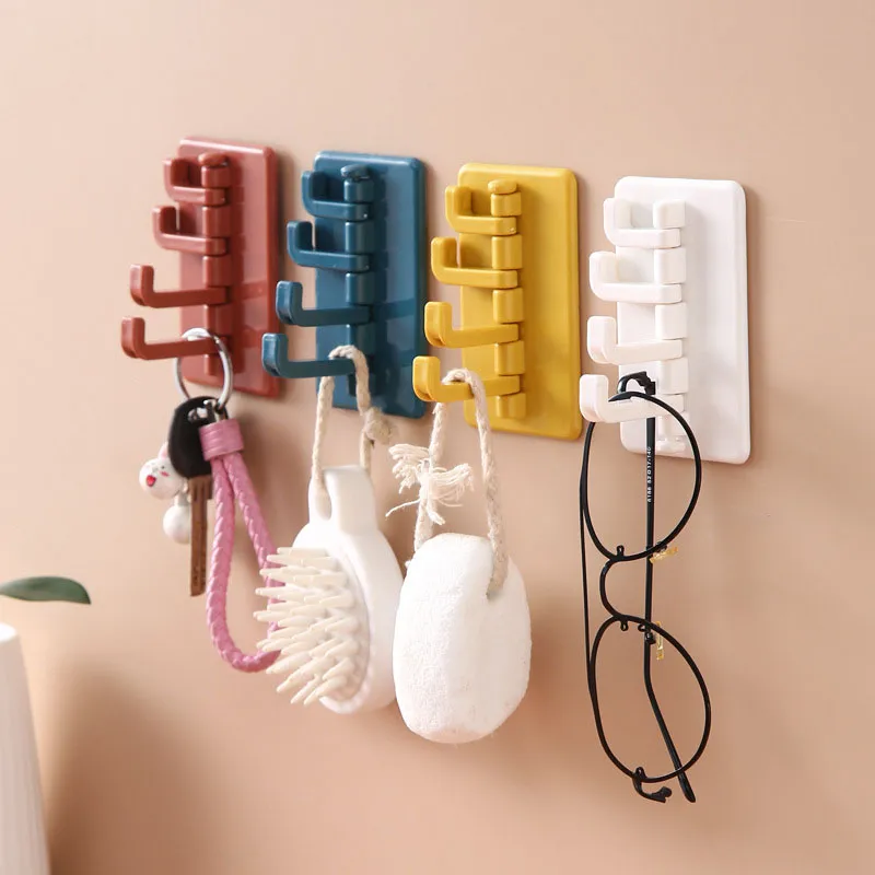 Rotating Adhesive Hooks & Rails Creative Nordic Bathroom Kitchen Hole-Free Wall-Mounted Hanger Key Bag Clothes Hook Home Kitchen Organizer ZL0588