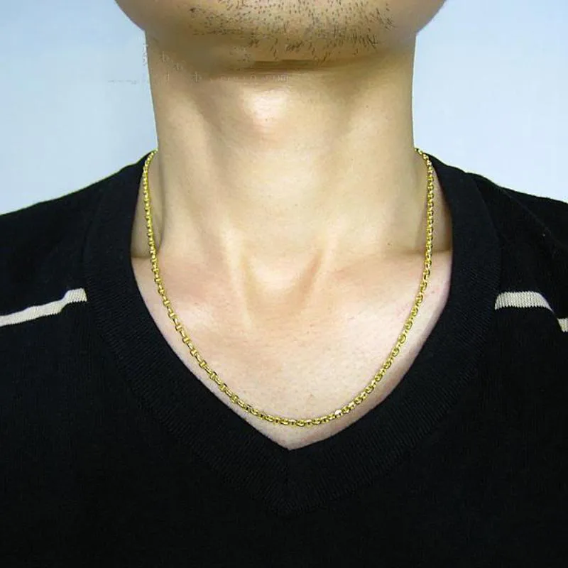 18Kゴールド チェーン ネックレス Au750 K 絶妙なAU750 18Kイエローゴールドスタッズ付きリンクチェーン