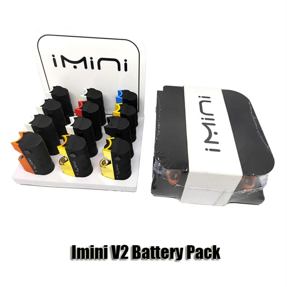 Batterie authentique IMINI V2 dans une boîte d'affichage de 12ct 650MAH Préchauffer VV Vaporisateur Vaporisateur Mod pour 510 épaisses Cartouches d'huile Véritable A43