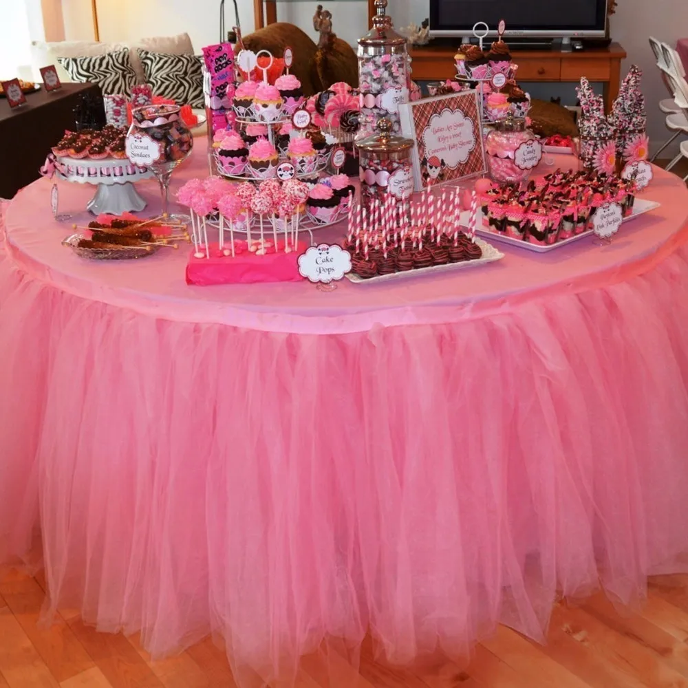 1 pcs tulle mesa saia diy tutu saias de utensílios de mesa para decoração de casamento decoração de aniversário bebê favores favores festa home têxtil novo Y200421