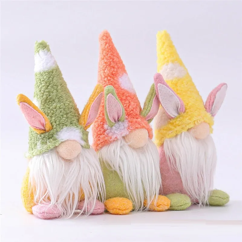 Wielkanocny króliczek gnome irlandzki króliczkowy króliczka karze lalka wiosenna impreza pluszowa rabbit krasnoludzki Dekoracja stołu domowego wakacyjnego