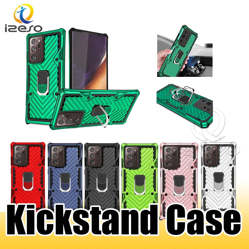 Gevallen voor iPhone 13 PRO MAX 12 MINI 11 XS XR SAMSUNG S21 Ultra TPU Kickstand Cellphone Cover Shockproof Protective Phone Case Izeso