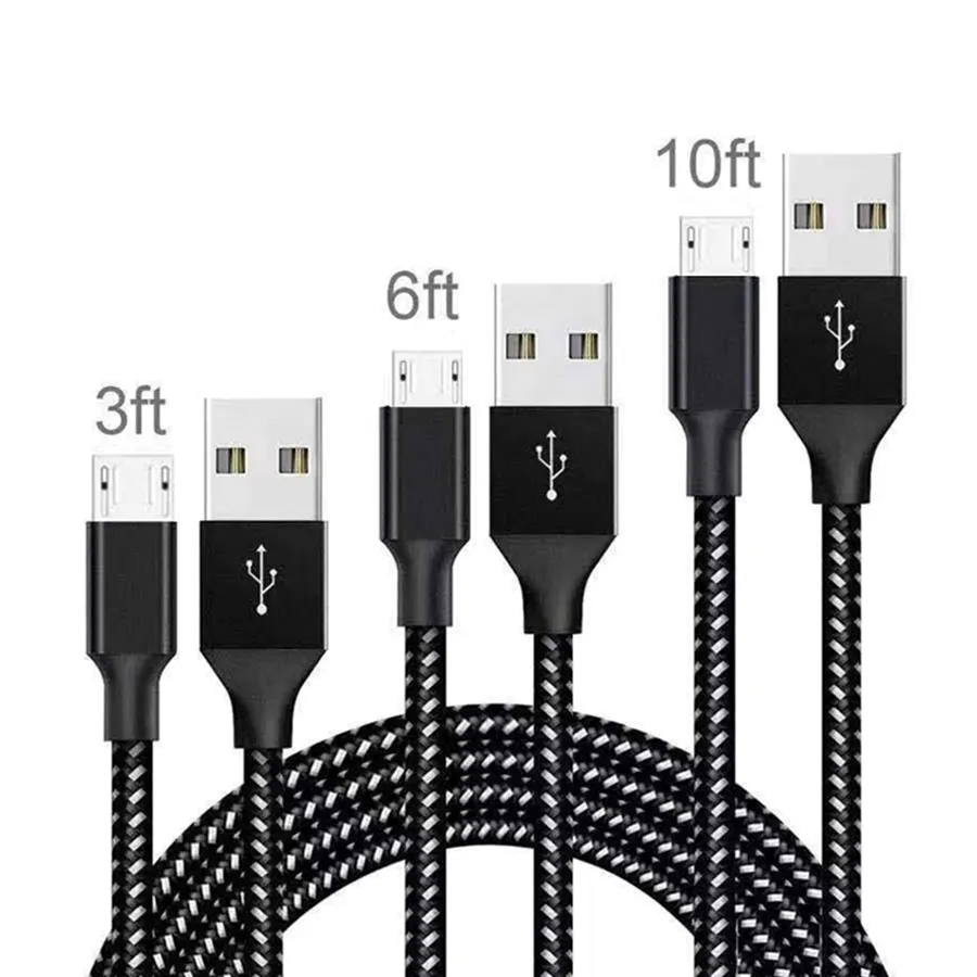 Type C-kabel voor S20 S8 Unebroken Metal Connector Fabric Nylon Vlecht Micro USB-kabel Lead Charger Cord Micro / Type C voor Samsung S20